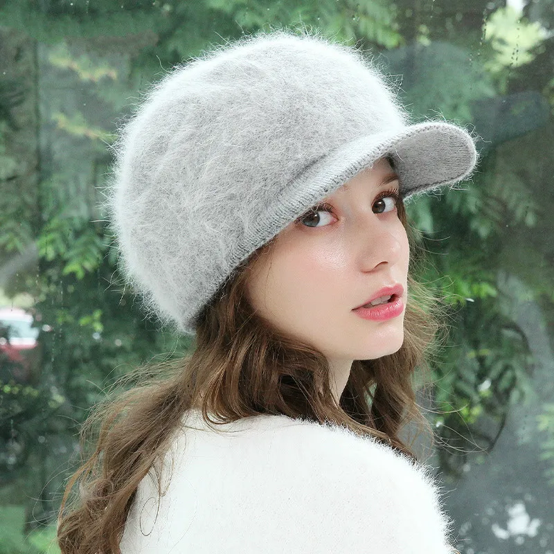 H7780 Women Visor Hat Autumn Winter Warm Short Eave Pure Color Cap Female Girl Outdoor Thickened Casual Shopping All-match Hats