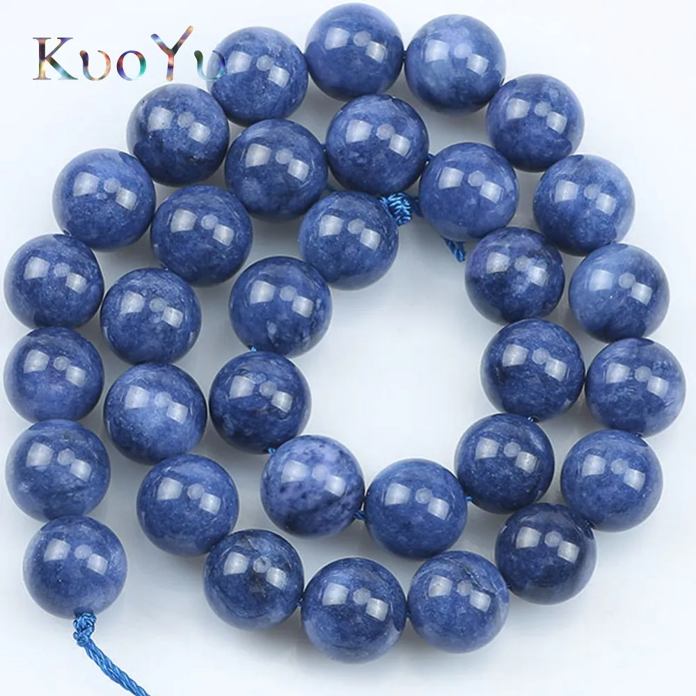 Blue Kyanite Stone Beads For Jewelry Making DIY Bracelet Necklace Round Loose Spacer Accessories Beads Strand 15\