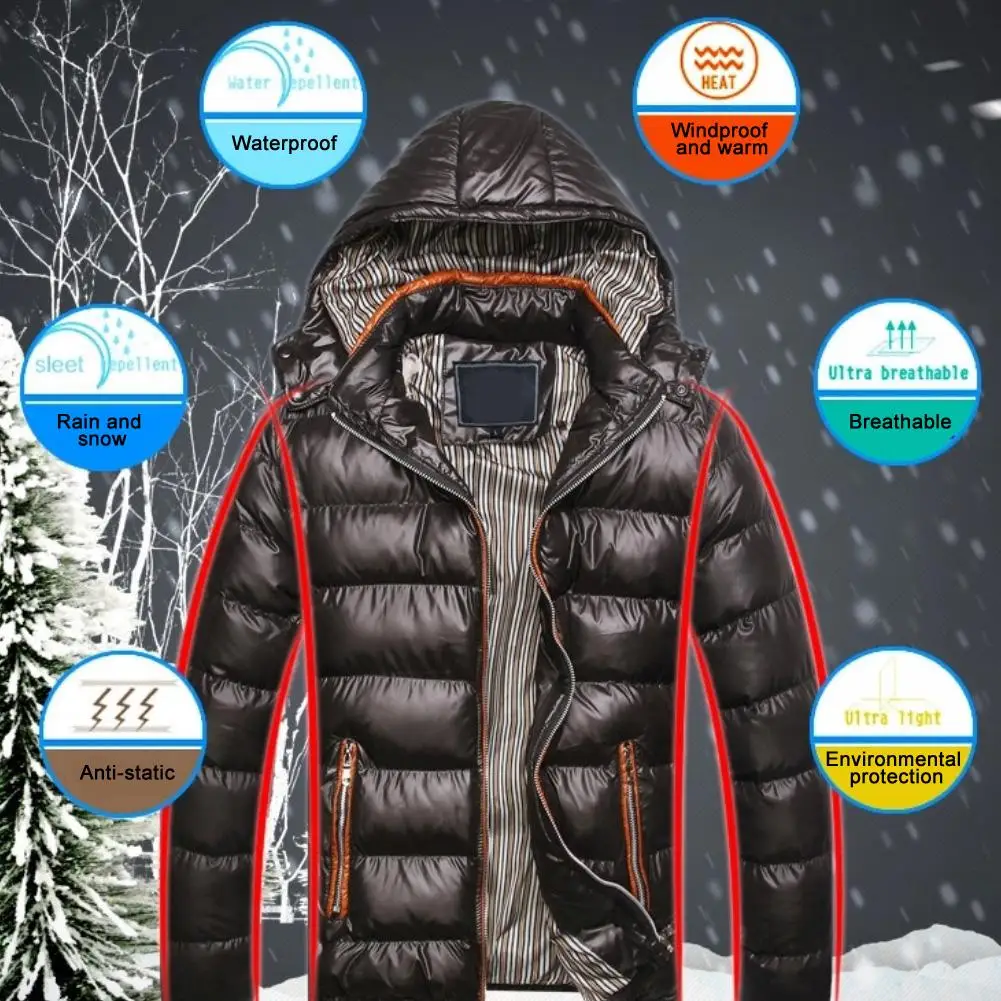 Men Winter Korean version of the Stand Collar Hooded Down Jacket Soft Cotton Padded Coat Outwear Streetwear Punk gift