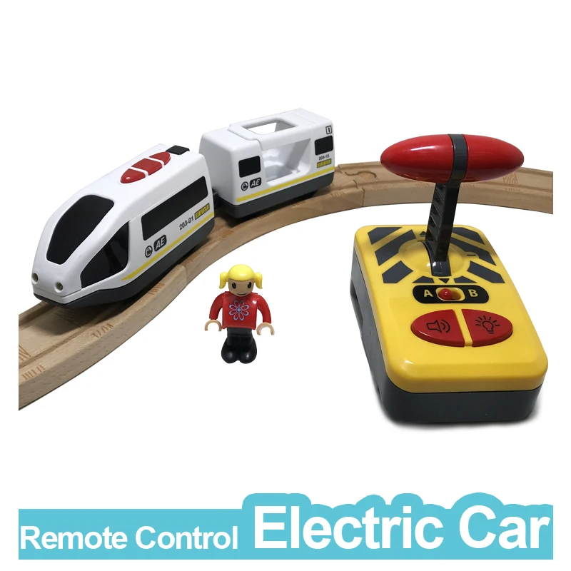 

Remote Control Electric Train 2 Section Magnetic Link Compatible Toy Car Wooden Track White Harmony Train W01