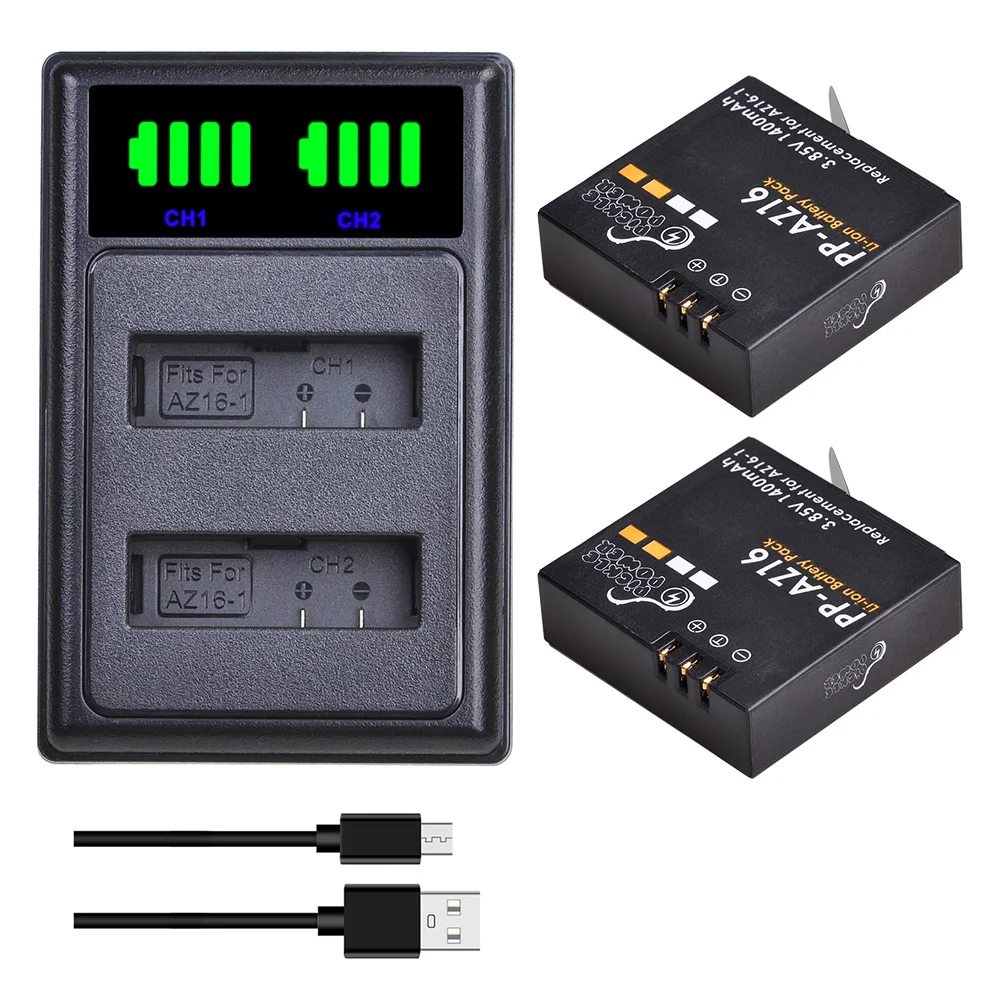 1400mAh بطارية AZ16-1/شاحن مزدوج ل شاومي AZ16-2 يي 4k ، 4k + ، لايت 360 VR عمل الكاميرا