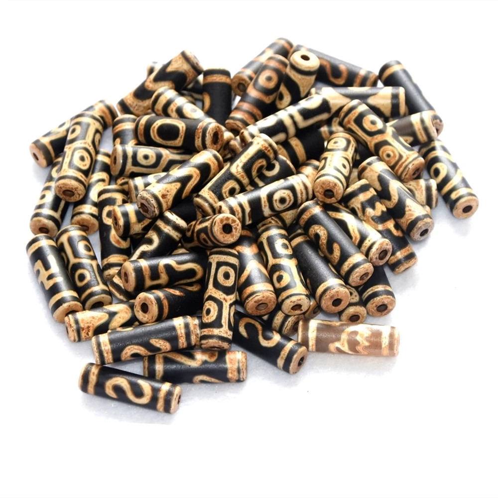 12pcs/Lot Tibet Supreme Bone Shape Agate DZI Beads Old Black Multi-Pattern Men's&Women's Bracelet Necklace Jewelry DIY