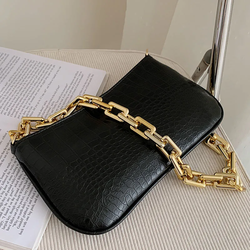 Thick Chain Armpit Shoulder Bag Minimalist Fashion Women Bag Brand Handbags For Women Small Clutches Vintage Hobos Bag Fres Ship