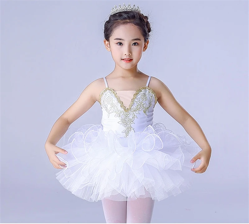 Pink Sequins Ballet Dress For Toddler Kids Girls Tutu Ballet Child Contemporary Dance Costumes Figure Skating Dress Ballerina