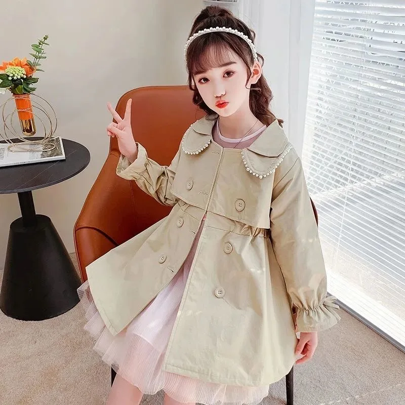 

4 5 6 7 8 9 10 11 12 Years Spring Autumn Girls Trench Coat New Fashion Korean Style Girls Windbreak Jacket Children's Clothing
