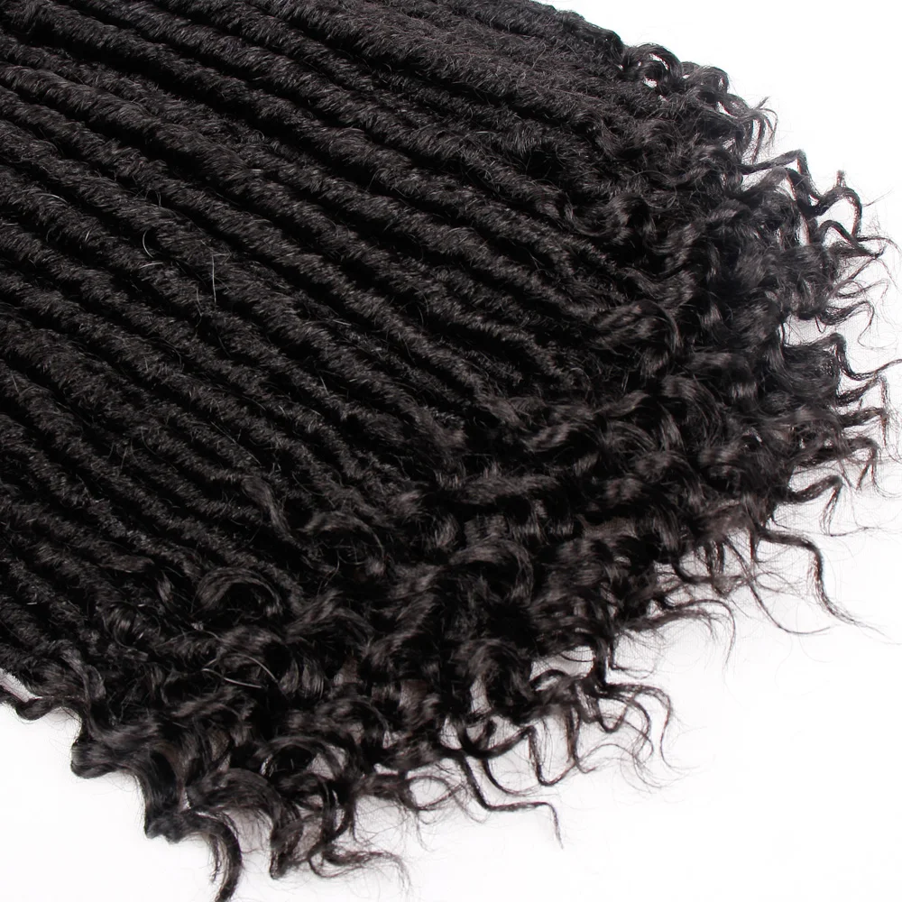 Black Star Goddess Locs Crochet Hair Faux Locs Crochet Hair Wavy Faux Locs with Curly Ends Synthetic Braiding Hair Extensions