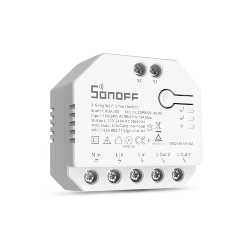 Sonoff Dual R3 double relais avec compteur de puissance intelligent bricolage Mini interrupteur pour volet roulant rideau moteur électrique Via