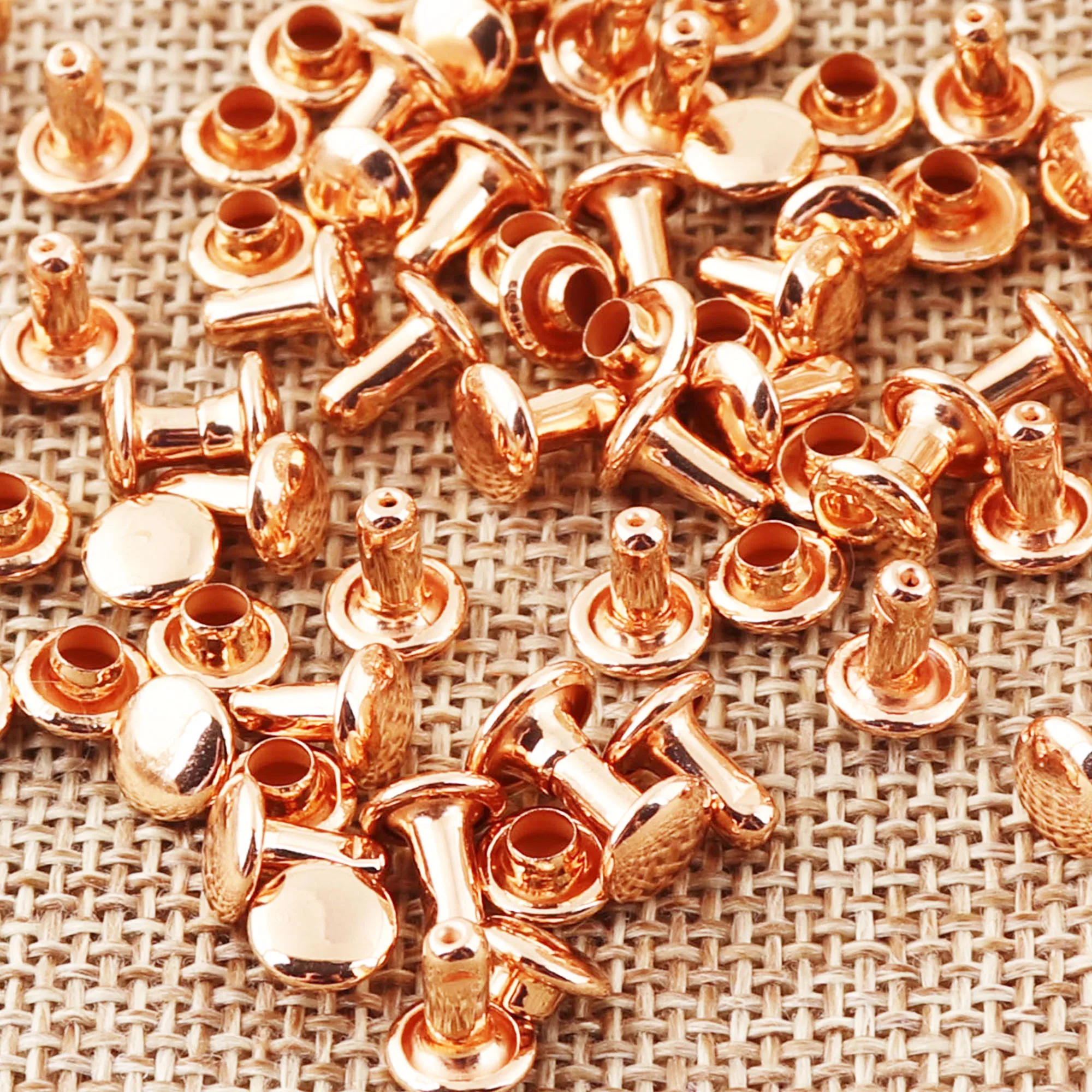 100-300 Sets MINI Rose Gold Double Cap Rivets Round 6mm Studs Leather Craft Snaps Prong Fastener Riveted