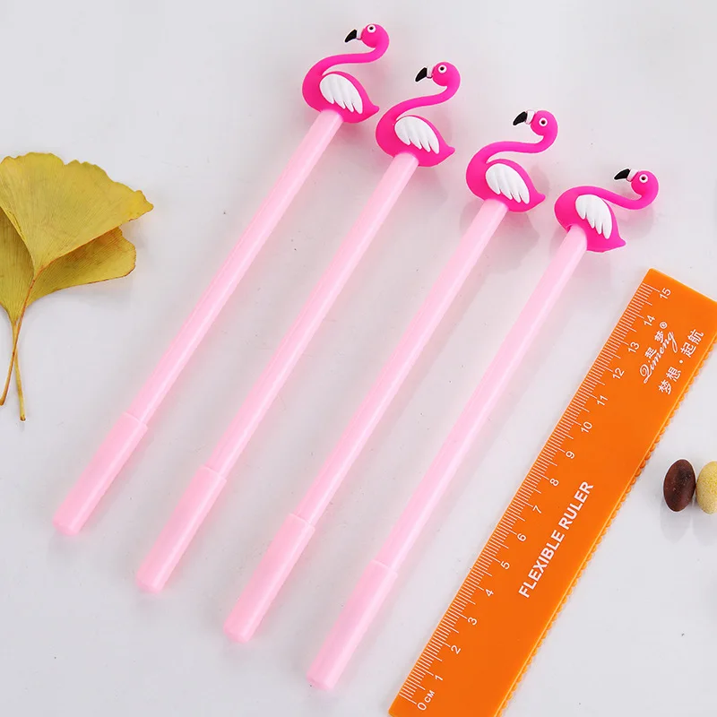 1pc Wholesale Creative Cartoon Flamingo Pen Black Student Stationery Pen Wholesale