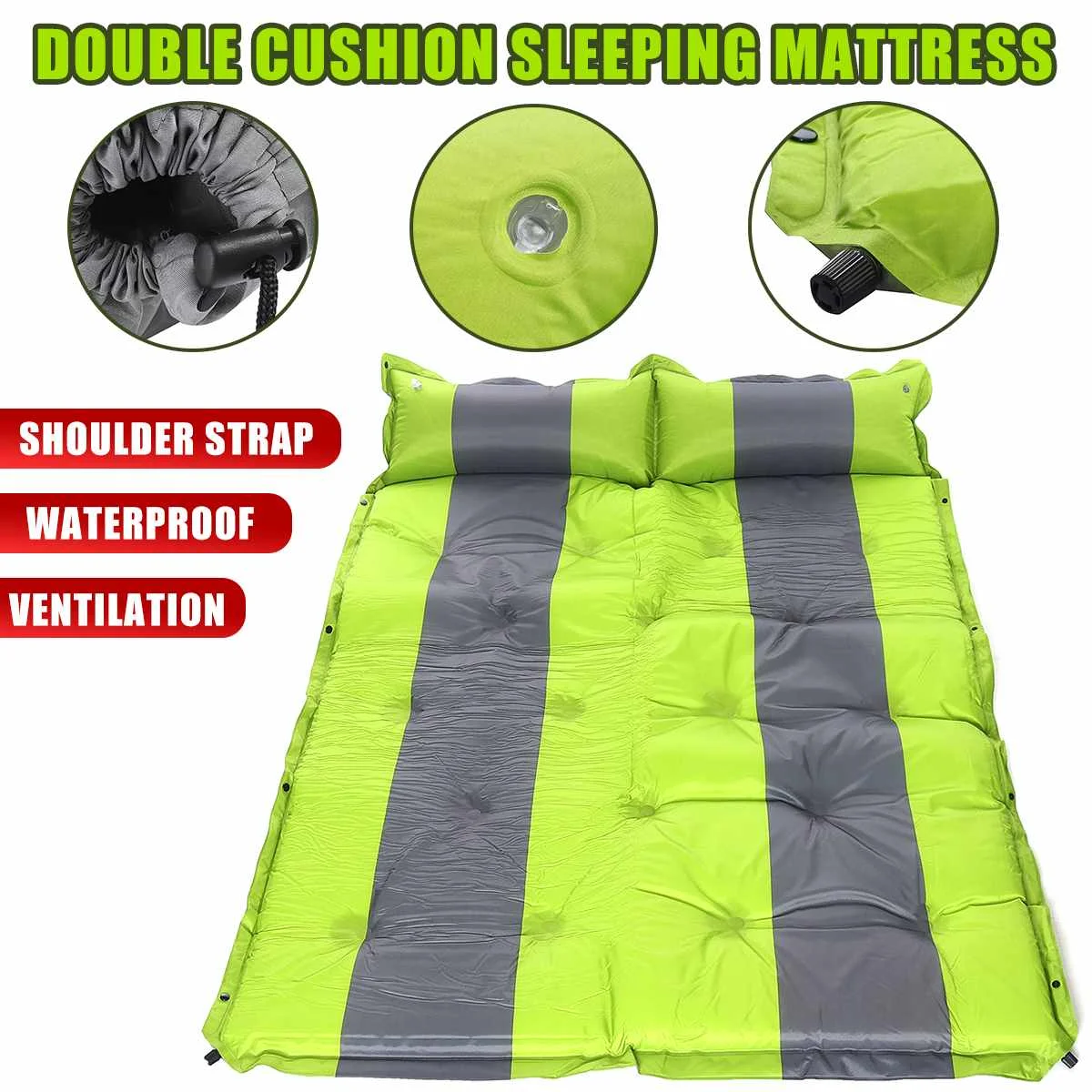 

192X132cm Portable Double Person Automatic Inflatable Mattress Outdoor Camping Fishing Beach Mat with Air Pillow Sleeping Pads