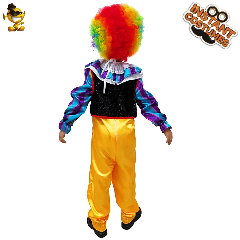 Scary Clown Costumes Boys Role Play Halloween Costumes Cosplay Kids clown Clothes Colorful wig Clown Costumes