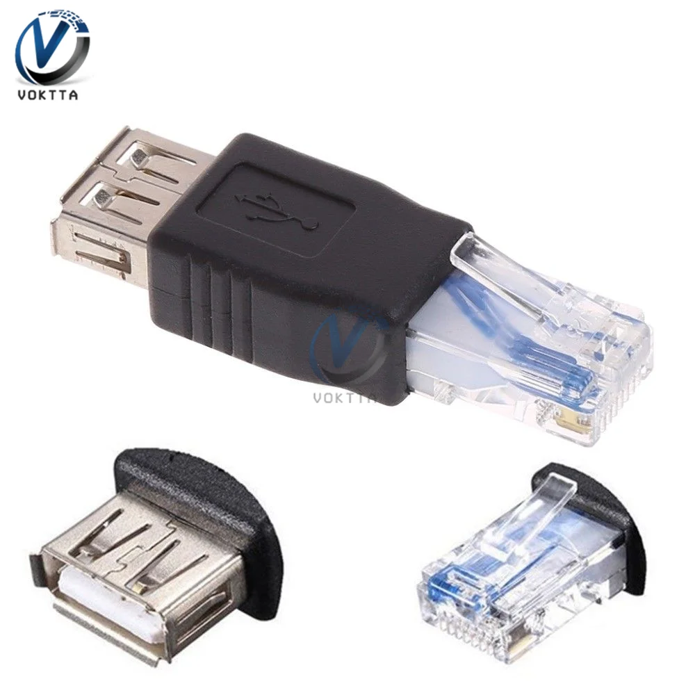 5pcs/lot USB Type A Female to RJ45 Male Network Converter Adapter Plug Socket PC Crystal Head Laptop LAN Network Cable Connector