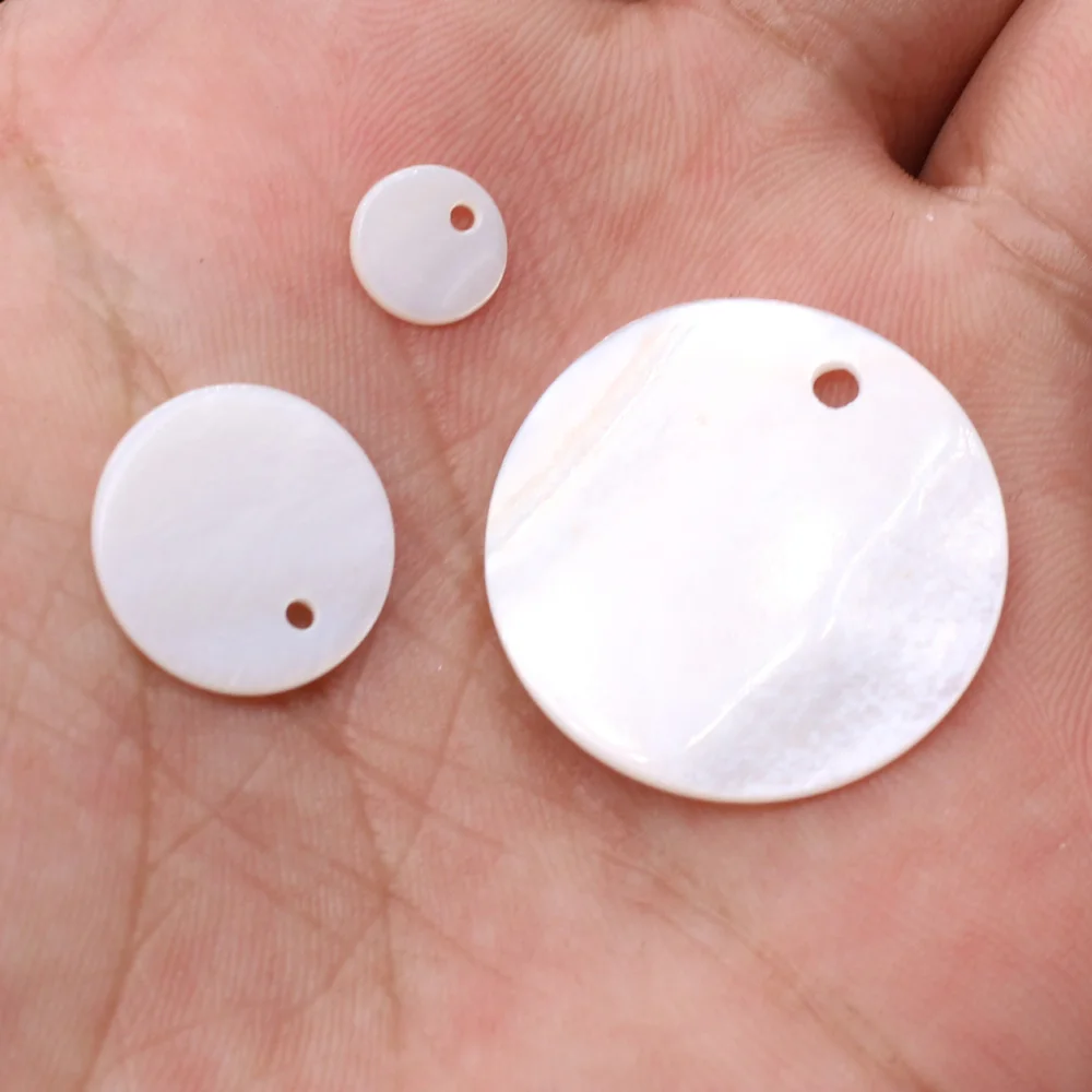 Natural Freshwater Circular White Pendant Beads for DIY Elegant Necklace Bracelet Jewelry Making