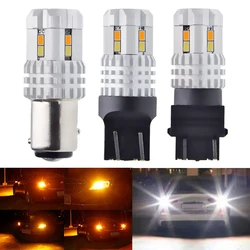 2 x T20 7443 W21/5W 1157 BAY15D 3157 Switchback Car Led Turn Signal Bulb White / Amber Dual Color DRL Daytime Running Light 12V