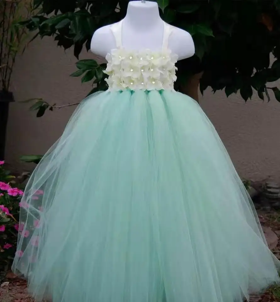 

Mint Green Mix Turquoise 3 Color Flower Girl Dress For Baby Girl Wedding Birthday Party Tutu Summer Tutu Dress