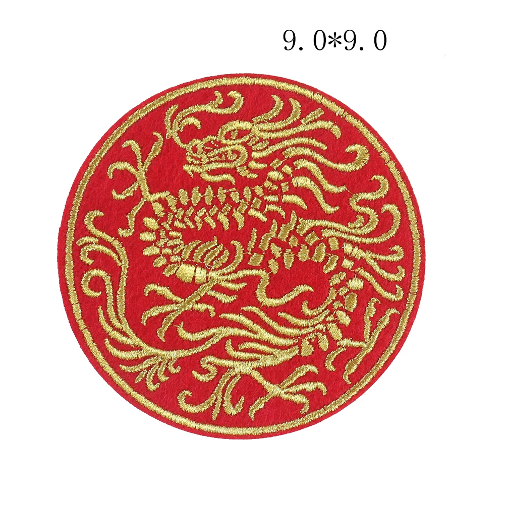 1PCS Chinese Traditional Dragon Phoenix Double Happiness Patch Iron on Embroidery Applique Wedding Decor Badges Clothes Stickers