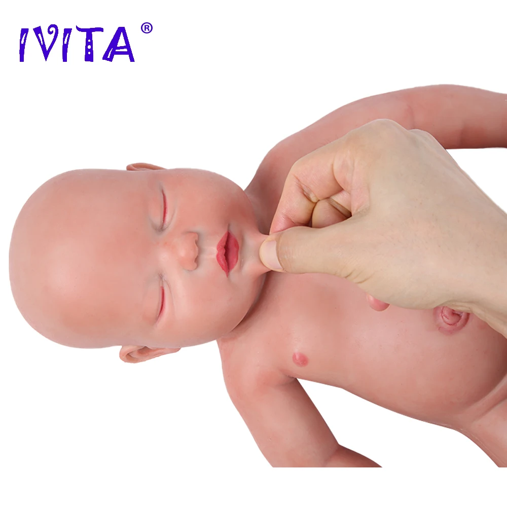 Send from US & China IVITA WB1510 47cm 18.5Inch 3700g Silicone Reborn Soft Dolls Realistic Lifelike Boy Closed Eyes Baby Toys