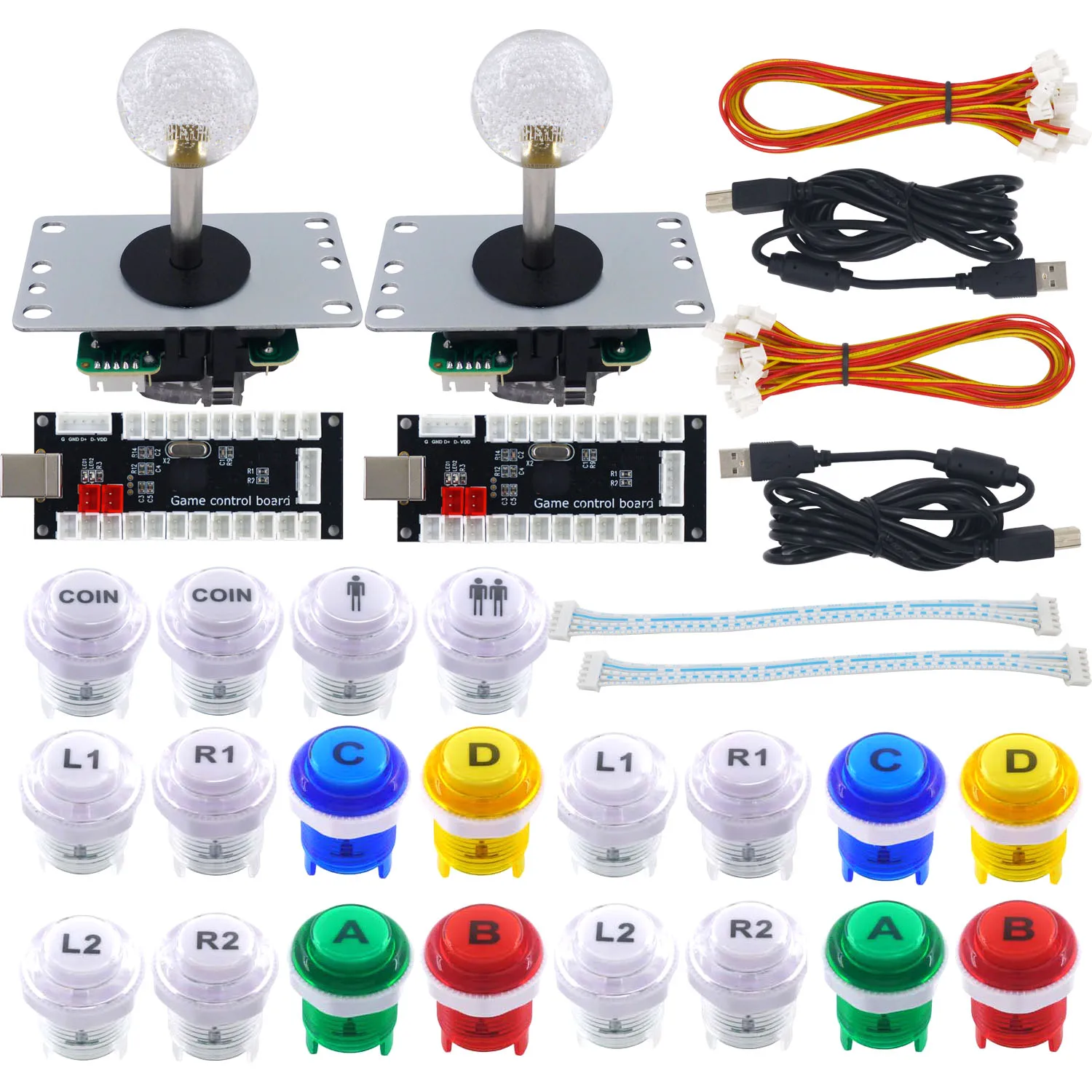 

SJ@JX Arcade Game DIY Controller Cherry MX Microswitch Matt Frosted Button 4&8 Way Joystick for PC MAME Raspberry Pi Retro