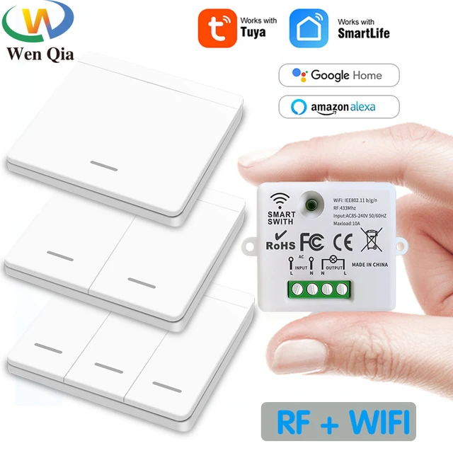 WIFI Mini przełącznik Tuya inteligentne życie APP przełącznik wciskany RF 433Mhz Panel ścienny DIY moduł przekaźnika zegar Google Home Alexa