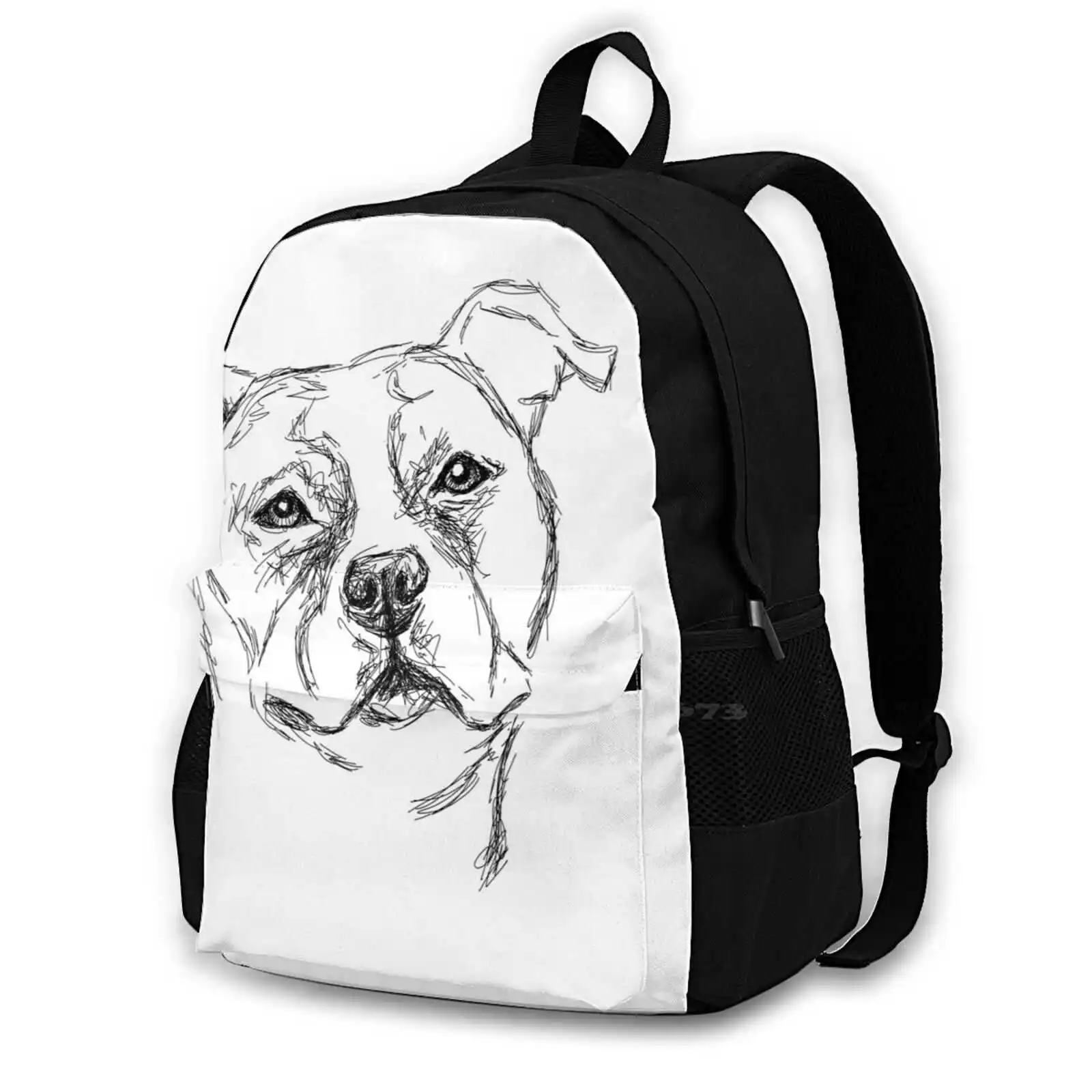 Sketch Of A Staffordshire Teen College Student Backpack Laptop Travel Bags Staffordshire Bull Terrier Dog Dog Fighting Dog