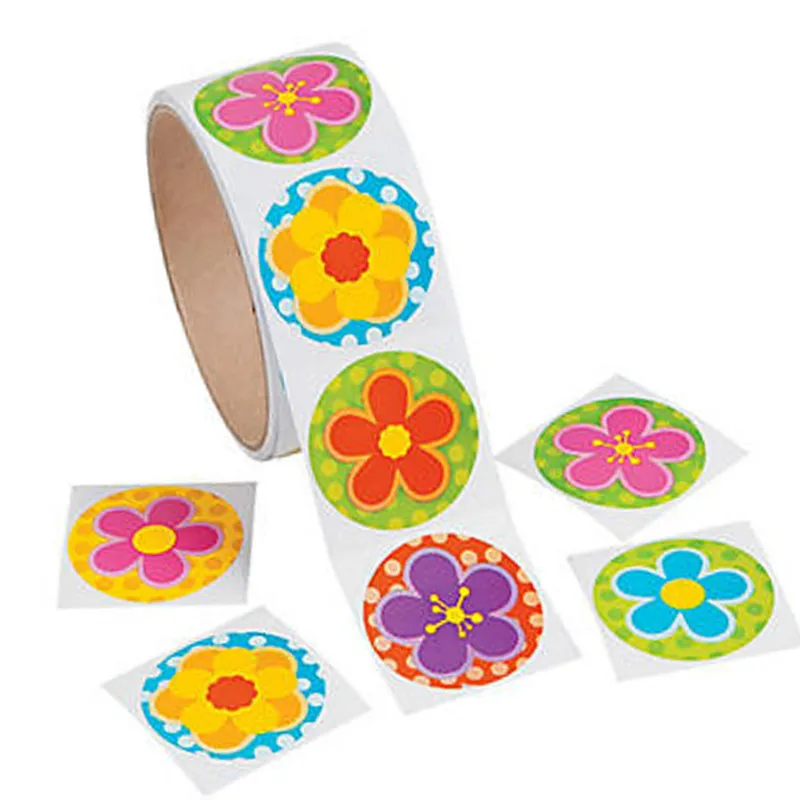 One Roll Creative Adhesive Tape 100pcs Beautiful Flower Sticker For Girls Birthday Gift Colorful Stationery Sticker