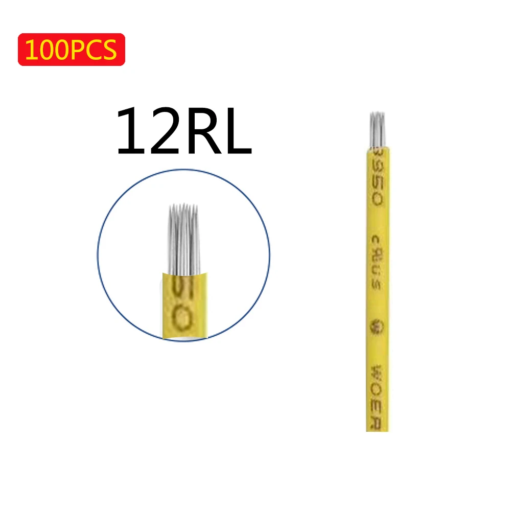 100PCS 3R 5R 7R 12R 17R RL RStattoo needle Semi permanent makeup microblading blade manual pen fog needle tattoo accessory