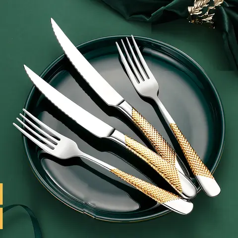Gold Finish Stainless Steel Cutlery Set SPKLIFEY