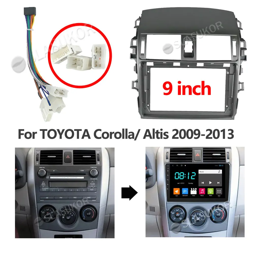 

For TOYOTA Corolla/ Altis 2009 2010 2011-2013 Cable or Frame Din 9 Inch Player Dashboard Adaptor Refitting Facia Panel