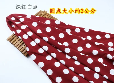 150cm Width Soft Stretch Polka Dots Print Chiffon Fabric Polyester for Dress,Shirt Black White Pink Red Green Blue by the meter