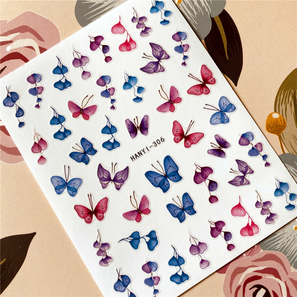 

HANYI-191-306 Animal Flower butterfly 3D Back glue Nail decal Nail sticker Nail decoration Nail art Nail tool Nail ornament