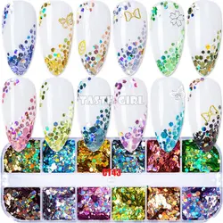 12 griglie/scatola Mix Super Glitter olografico Laser esagono paillettes vari paillettes Pop Nail Art fetta decorazione Manicure Set fai da te