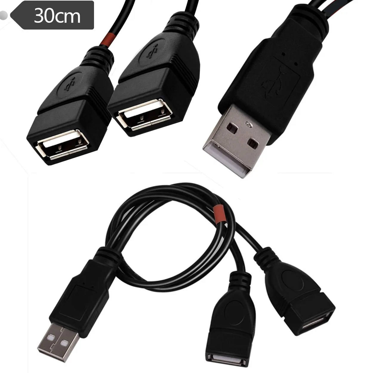 

Кабели для передачи данных 30 см USB2.0 двойной USB Мужской Женский Высококачественный портативный удобный удлинитель зарядного кабеля USB