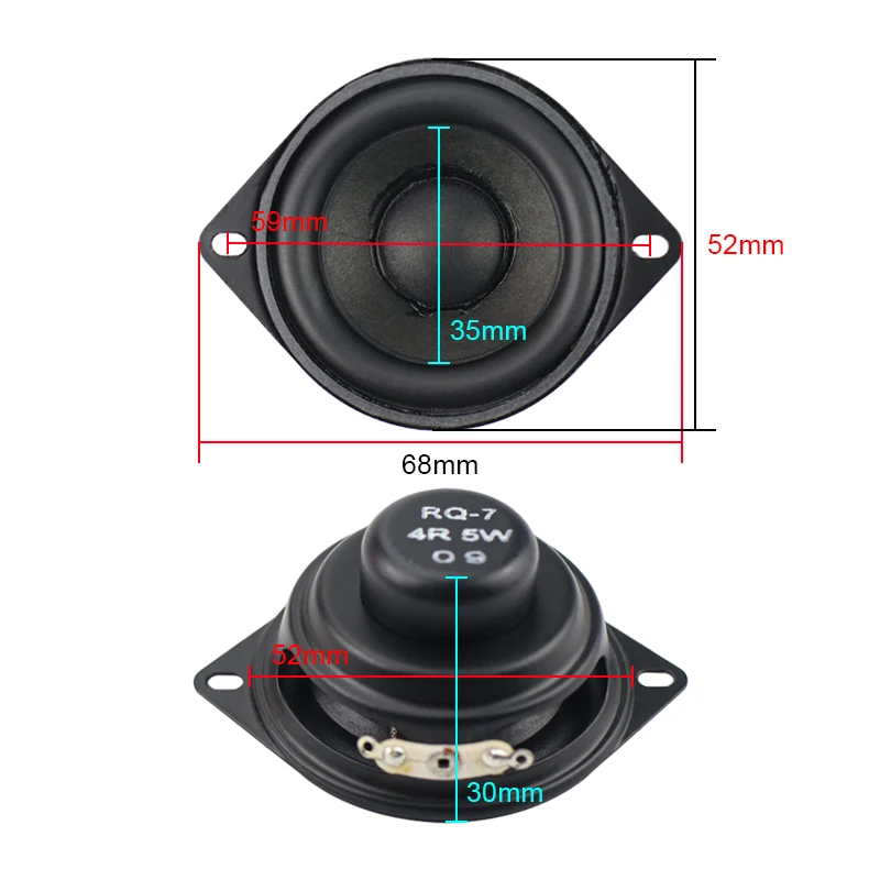 GHXAMP 2 Inch 52mm Full Range Speaker 4 Ohm 5W Bass Speaker Neodymium Rubber Edge 16mm Voice Coil Subwoofer Audio 2pcs