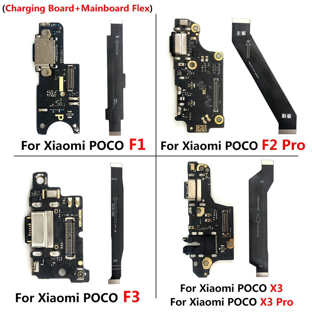 USB Charger Port Micro Main Mainboard Load Connector Board Flex Cable Repair For Xiaomi Poco F2 F1 F3  X3 M4 X4 X5 Pro 4G 5G X2