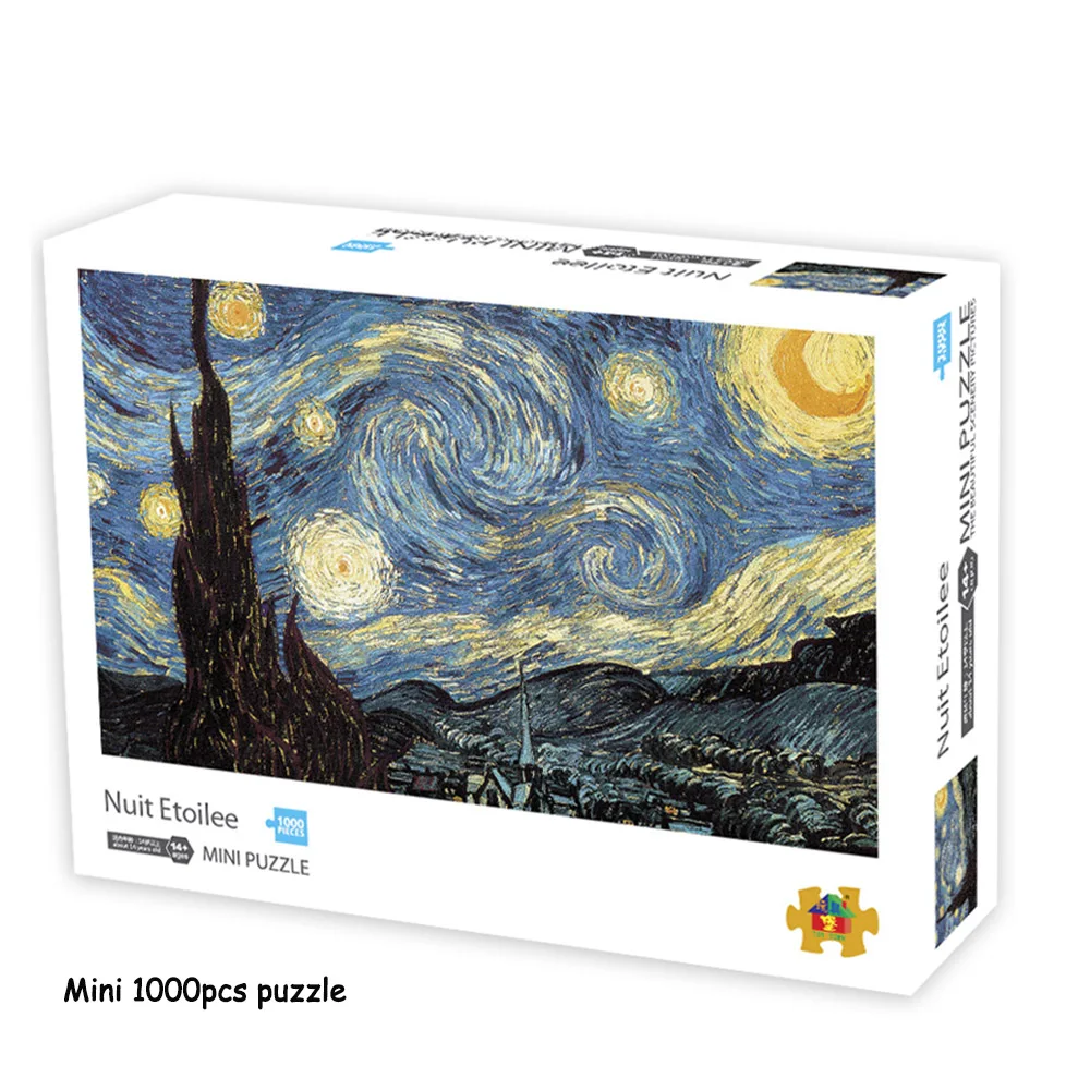 

Mini 1000 pieces The Smallest Size Starry Night 3D Puzzle Difficult Famous Painting Thicker Paper Puzzle For Adult( 42.5x 30CM