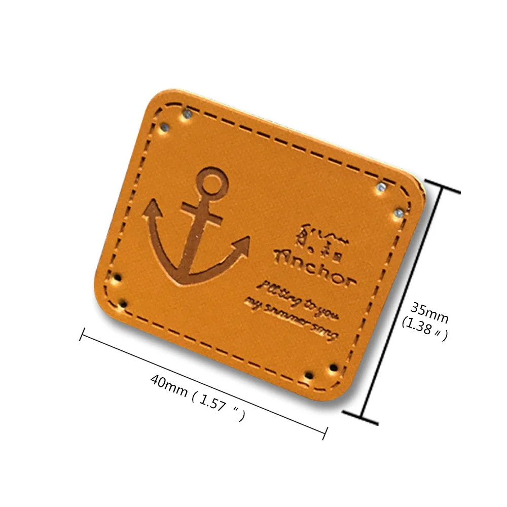 4 Options Anchor Logo Handmade Labels for Clothing Leather Patches for Hand Work Gift Label Needlework Tags Hand Made Sewing Tag