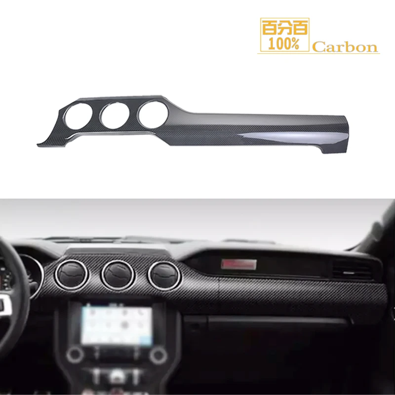 

100% Carbon Fiber For Mustang Dashboard Right Long Trim Strip 3 Holes