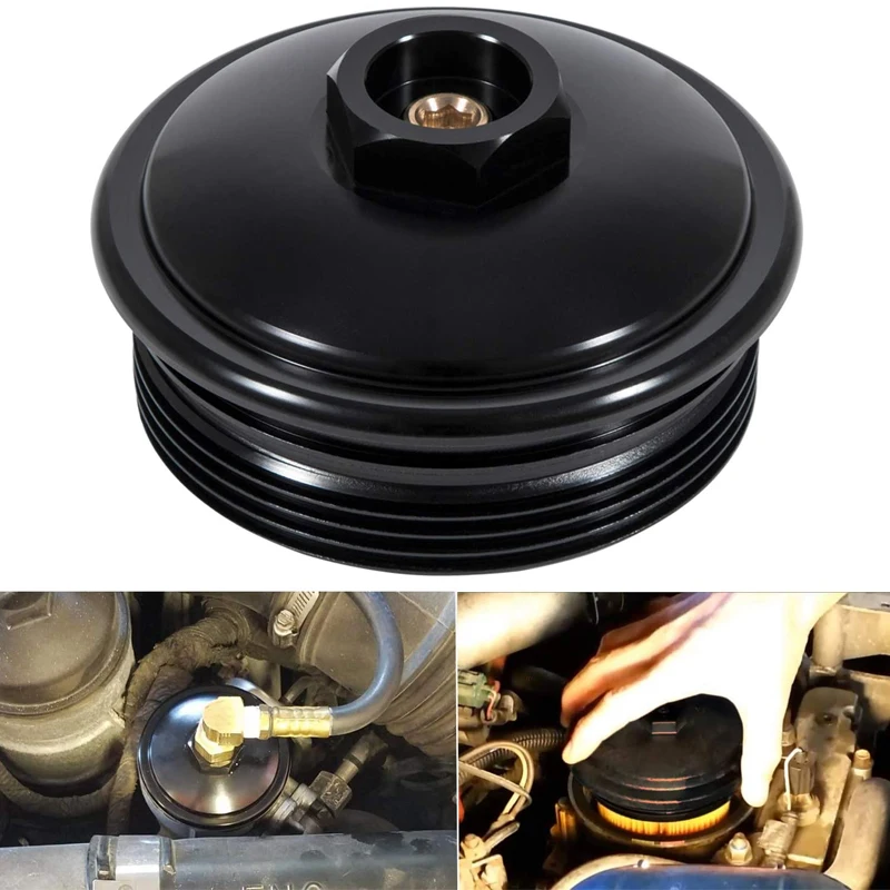 6.0L Fuel Filter Cap Aluminum Black For 2003-2007 Ford 6.0L Powerstroke F250 F350 F450 F550 F650 F750 Excursion