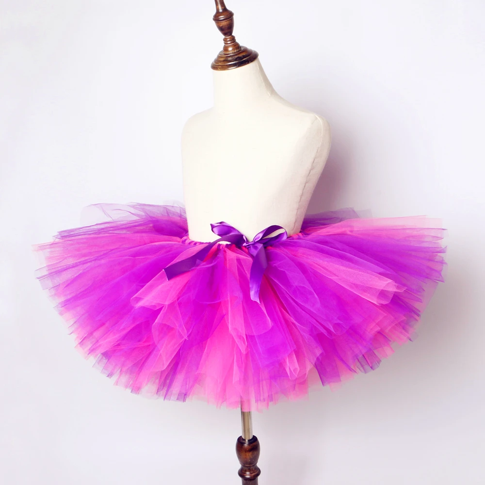 Hot Pink Purple Girls Tutu Skirt with Bow Toddler Baby Girl Fluffy Dance Shoot Prop Tutus Costume for Kids Birthday Party Skirts