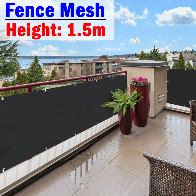 Height 1.5m HDPE Net Fence Privacy Screen Wind Protection Balcony Fence Privacy Mesh Anti-UV Garden Succulent Plant Sunshade Net