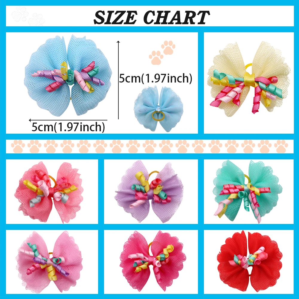 New 60pcs/lot Lace flower Style dog bows pet hair bows rubber bands  dog hair accessories Pet grooming products Cute Gift