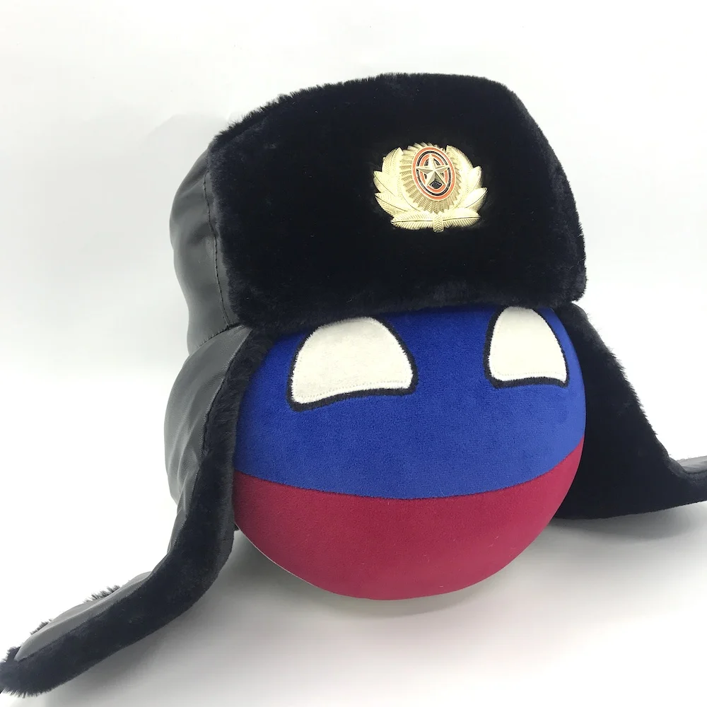 Russiaball in Ushanka Hat/ Altyn Helmet Authentic Handmade Polandball Countryball Plush Toy