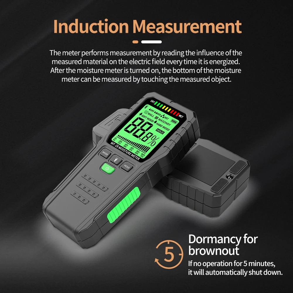 R&D MT28 Wood Moisture Meter Humidity Tester Digital Timber Damp Detector Test wall moisture analyzer Range 5%~75%