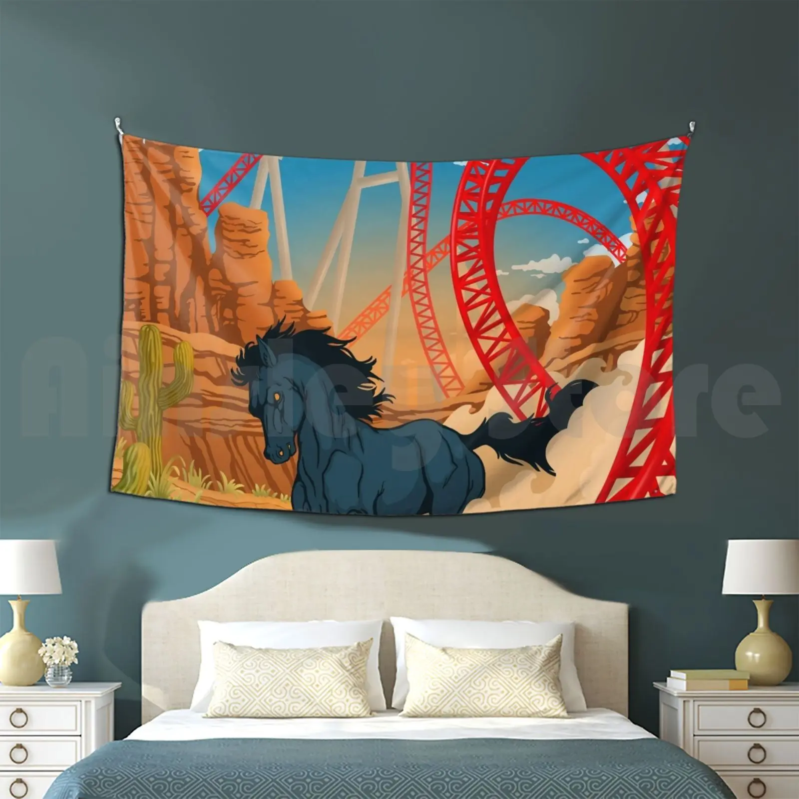 The Wild One Maverick Roller Coaster Cedar Point Theme Park Tapestry Living Room Bedroom Maverick Cedar Point