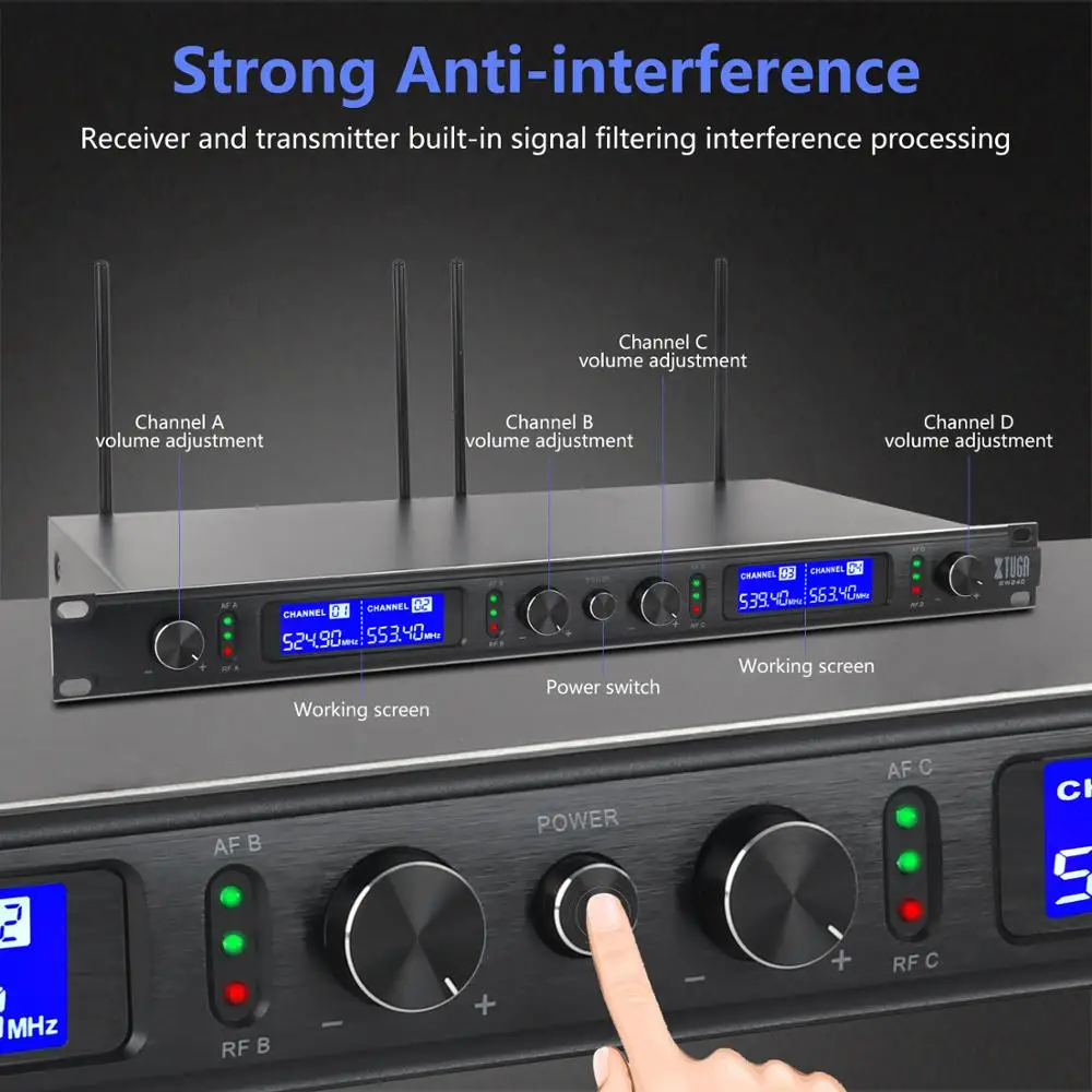 XTUGA najwyższej jakości EW240 4 kanałowy bezprzewodowy mikrofony System UHF System do Karaoke bezprzewodowy cztery ręczny mikrofon osobisty strona główna