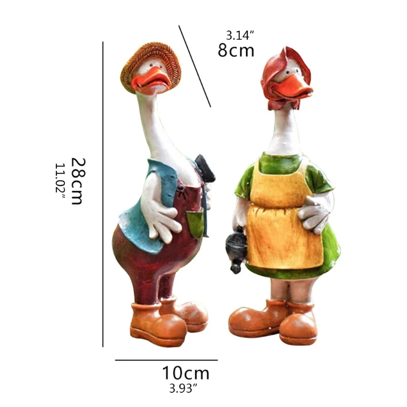 Couple Duck Statue Resin Garden Ornaments Cartoon Art Animal Sculpture Outdoor Landscape Pond Yard Lawn Decoration