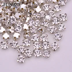 JUNAO SS12 3mm Sewn Sliver Clear Claw Rhinestones Glass Strass Round Shapes Crystal Stones  For Needlework Crafts