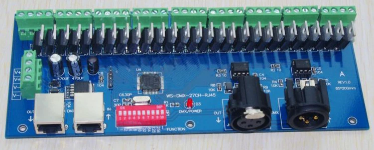 27-channel LED DMX512 controller 27-channel DMX decoder board LED 9-group RGB output DMX