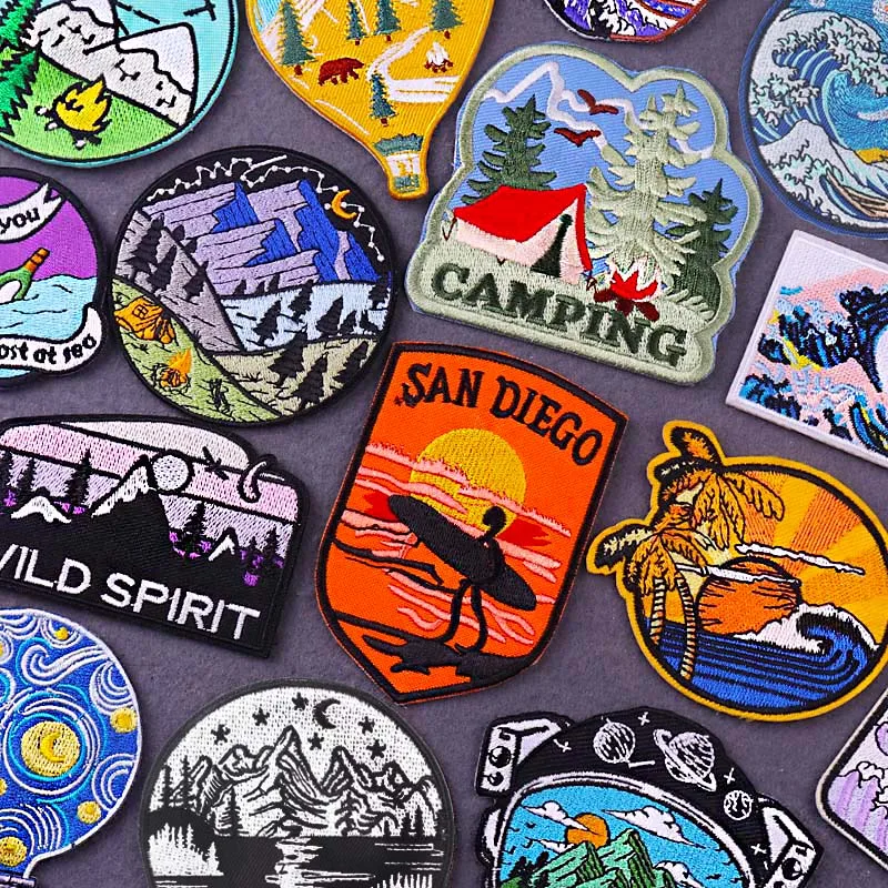 Wilderness Patches On Clothes Mountain Embroidery Patch Nature Adventure Iron On Patches For Clothing Travel Patch Outdoor Badge