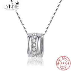 New Fashion 925 Sterling Silver Rotatable Round Zircon Pendant Neckalces Women Jewelry Elegant Rose Gold Chain Rhinestone Choker